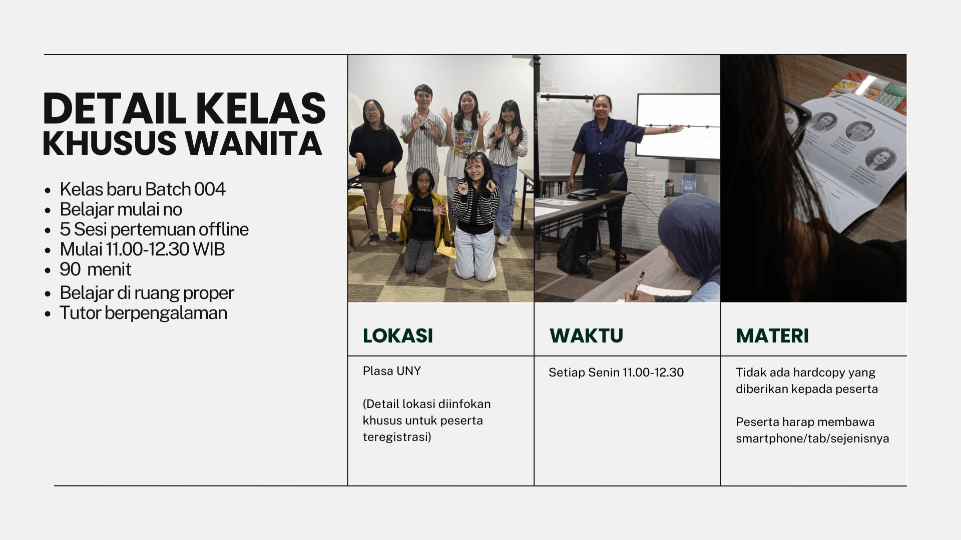 Batch SN 004 - Kelas Bahasa Mandarin (Khusus Wanita) - Photo 2